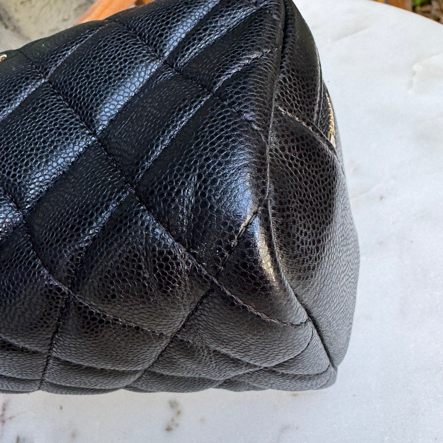 Chanel Double Zip Caviar Leather Cosmetic Bag
