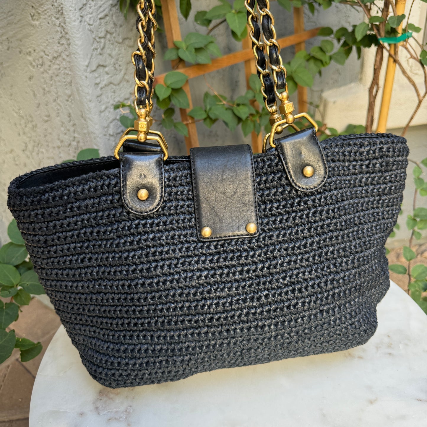 Chanel Raffia Chain Tote