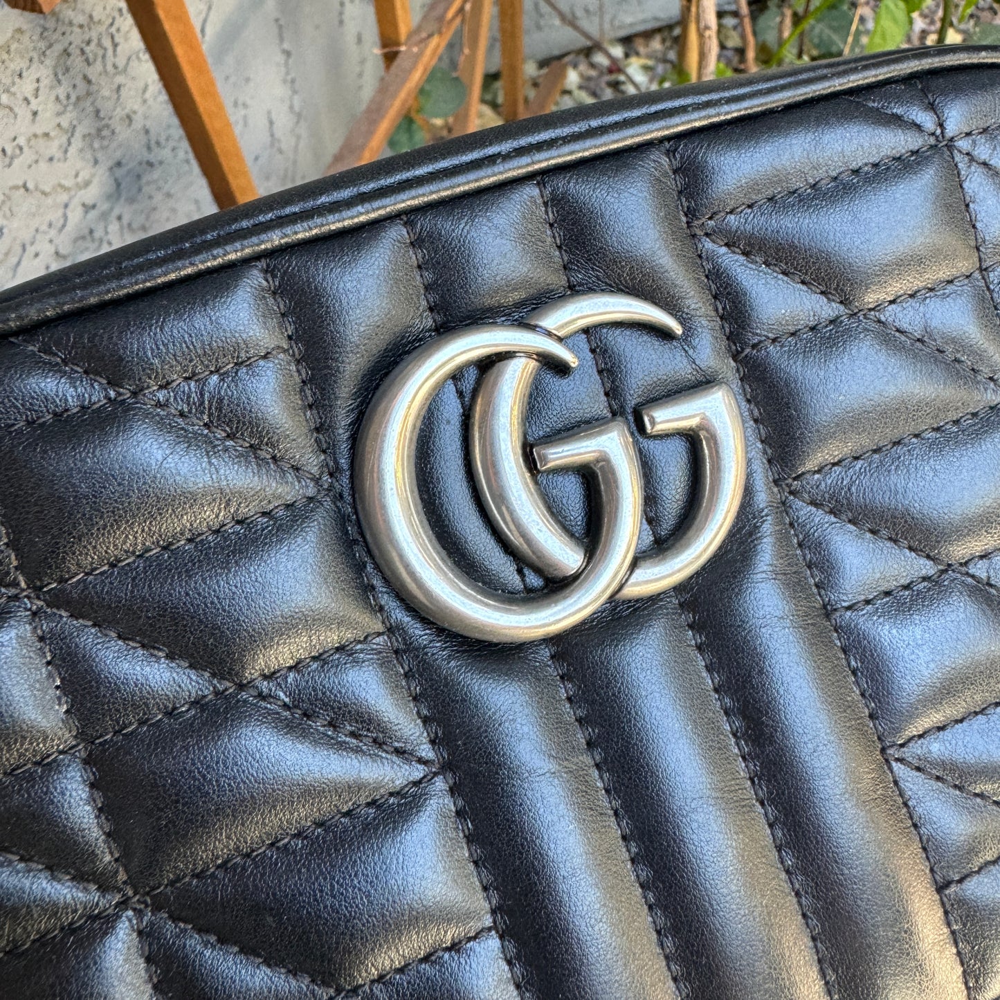Gucci Calfskin Matelasse Aria Small GG Marmont Chain Shoulder Bag