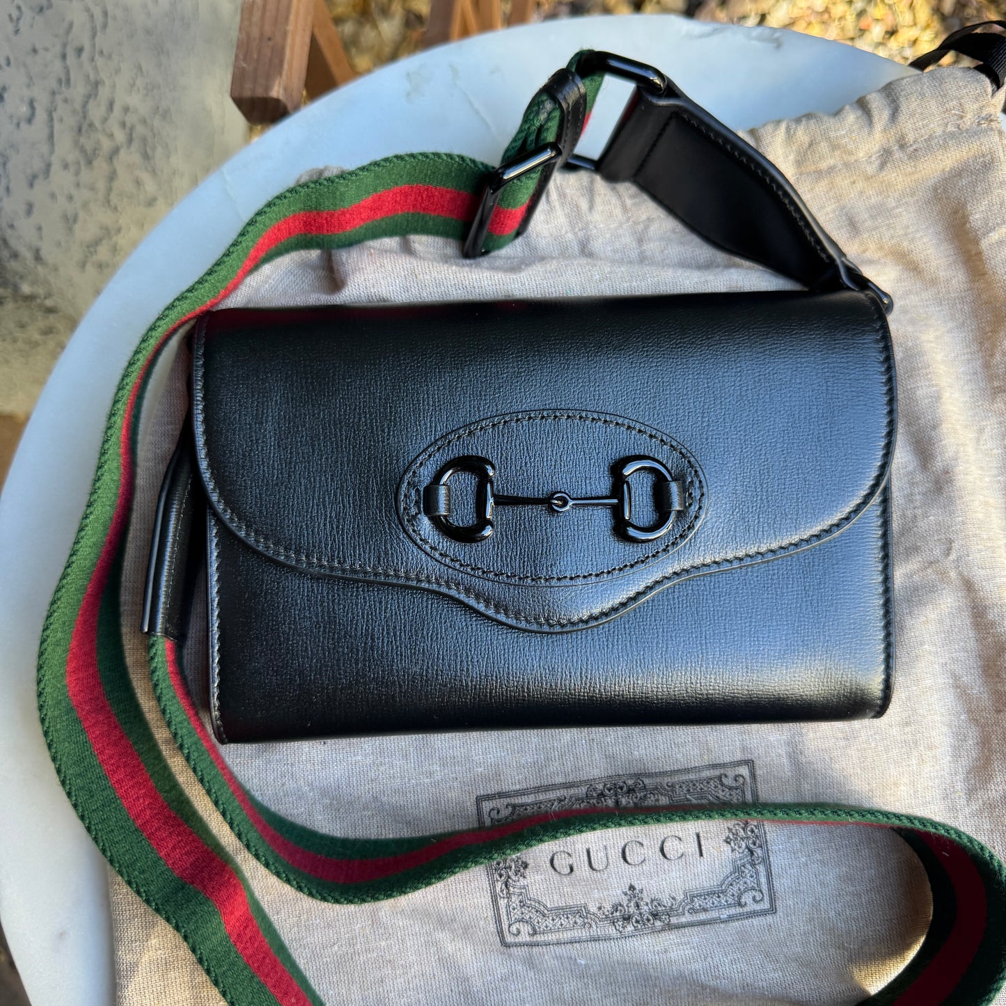 Gucci Azalea Calfskin Web Monochrome Horsebit 1955 Crossbody