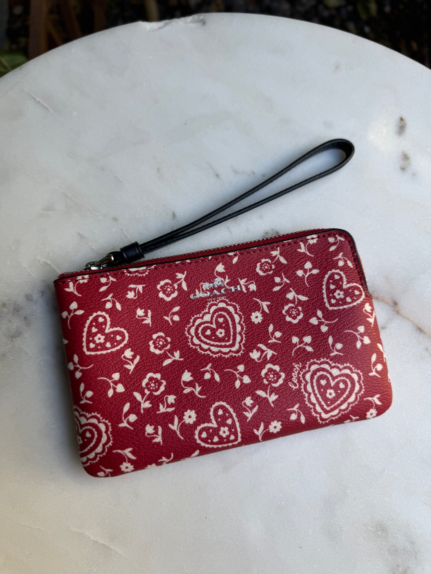 Coach Paisley Bandana Leather Wristlet Wallet