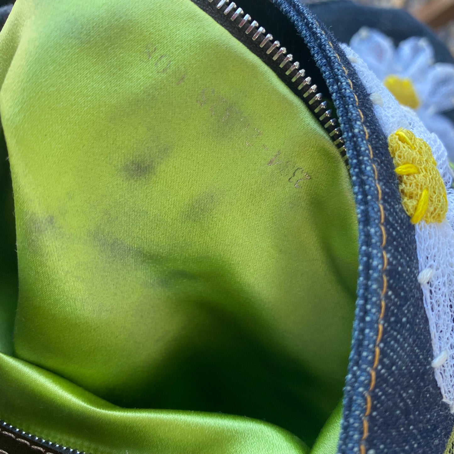 Fendi Denim Flower Mama Baguette Shoulder Bag