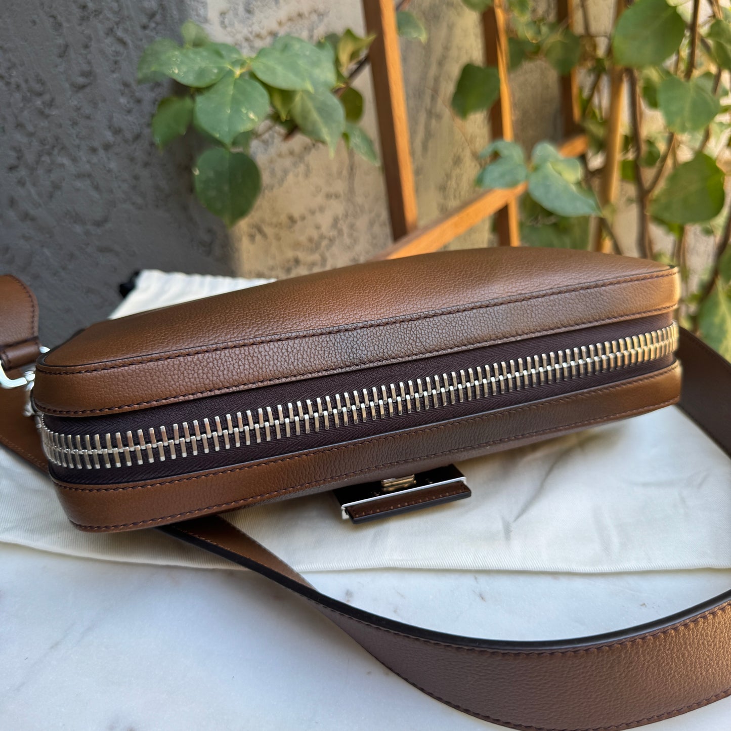 Fendi Leather Baguette Zipper Crossbody