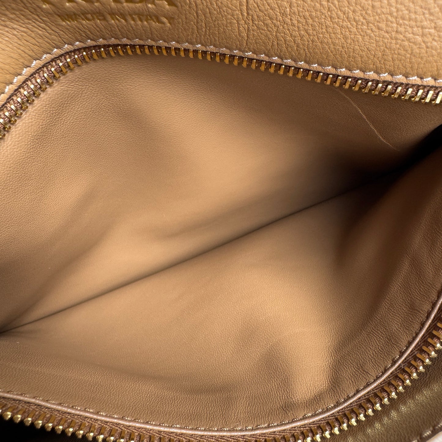 Prada Doux Extra Large Caramel Leather Shoulder Bag