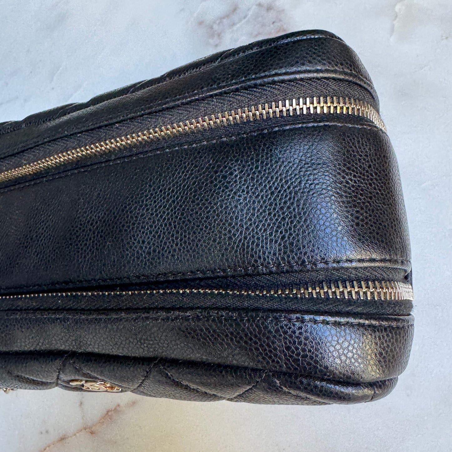 Chanel Double Zip Caviar Leather Cosmetic Bag