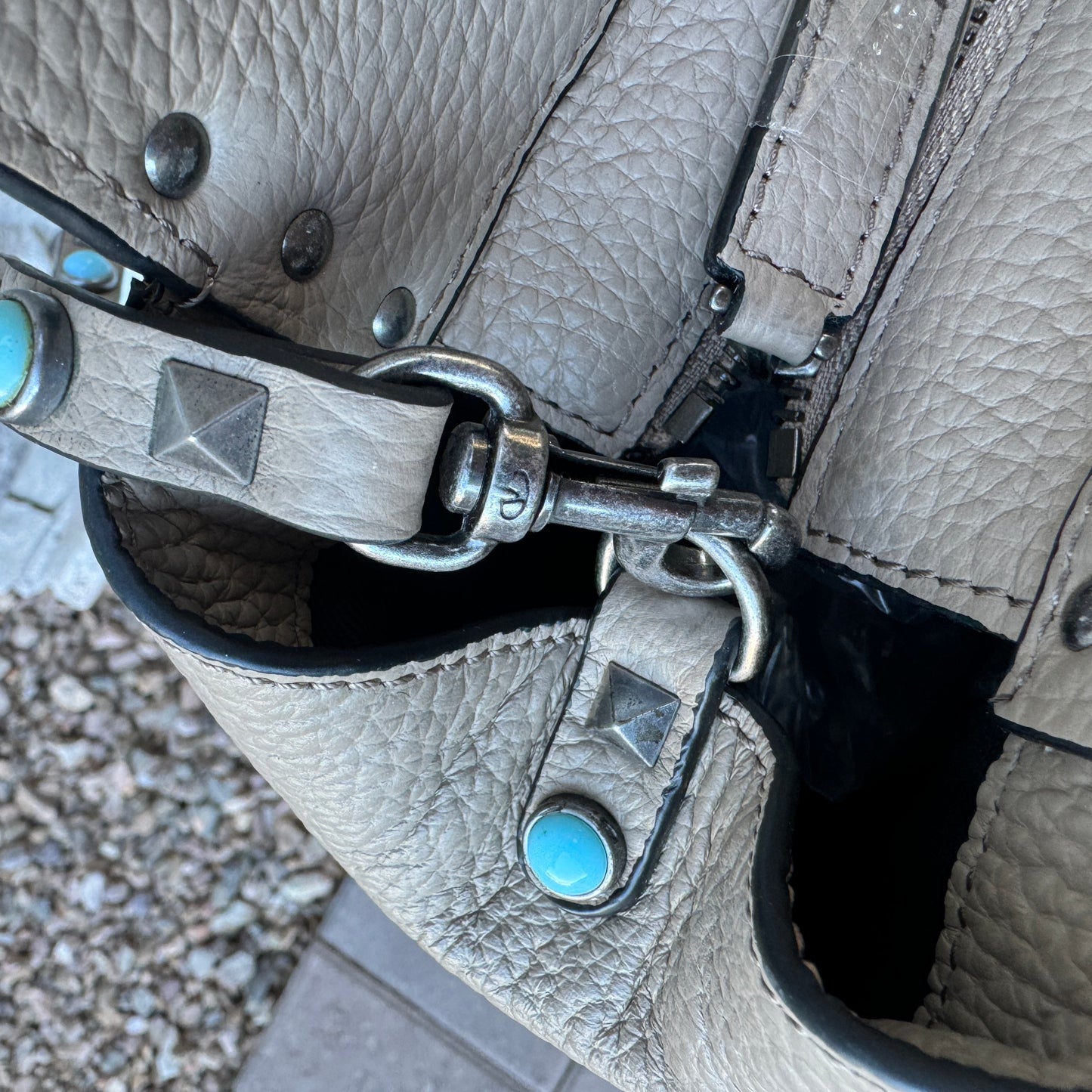Valentino Garavani Rolling Turquoise Rockstud Tote