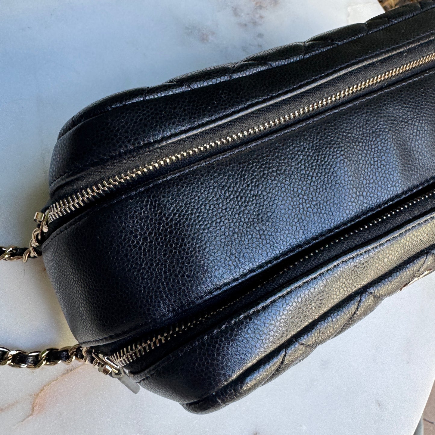 Chanel Double Zip Caviar Leather Cosmetic Bag