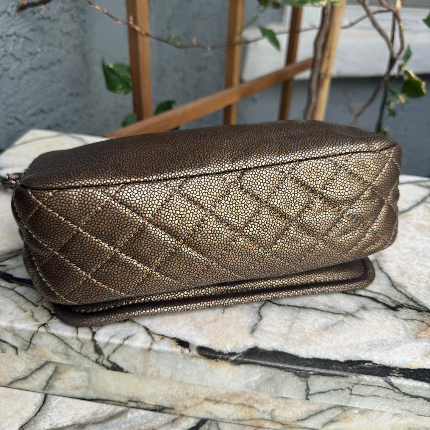 Chanel Classic Timeless Single Flap Metallic Caviar Shoulder Bag