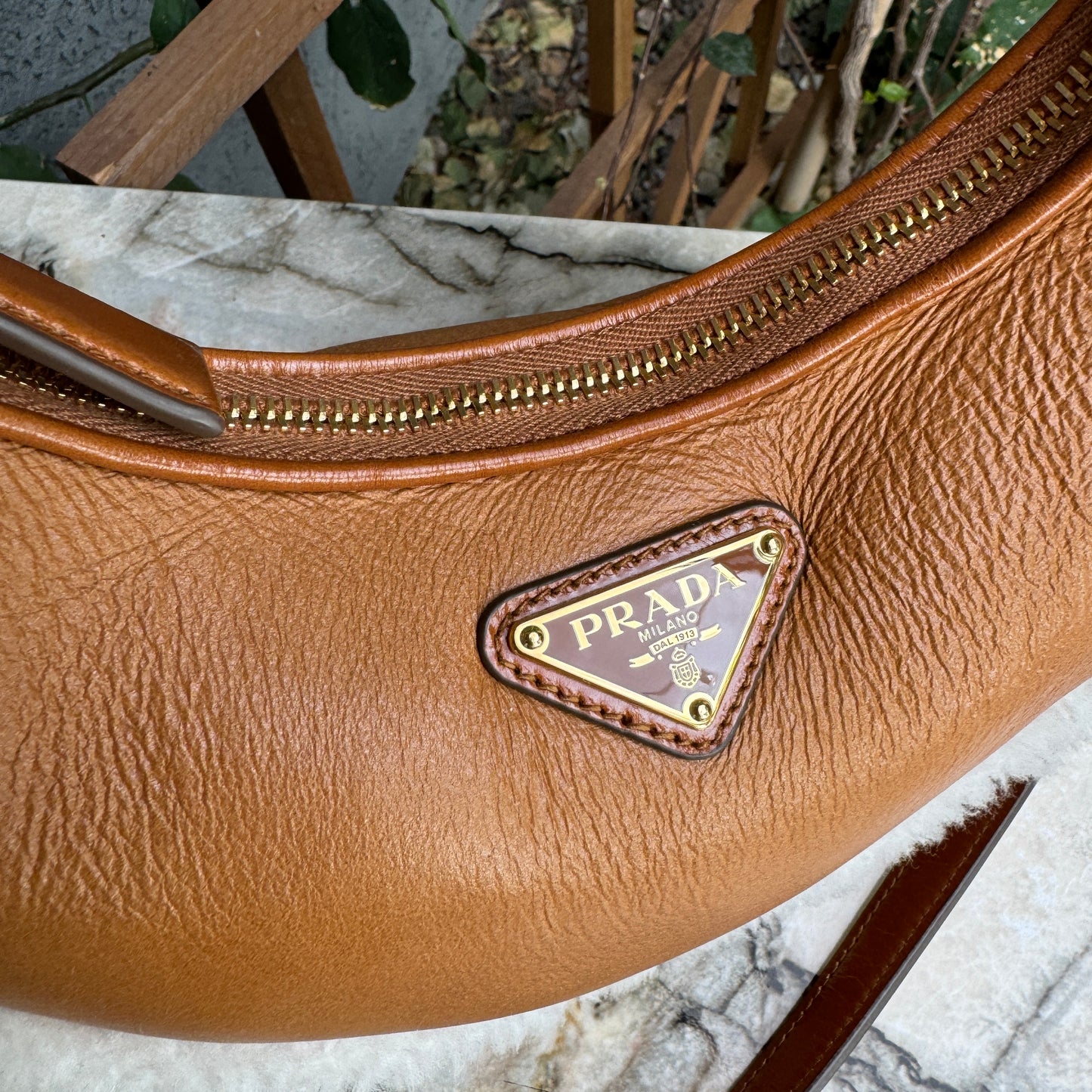 Prada Arqué Small Shearling Shoulder Bag