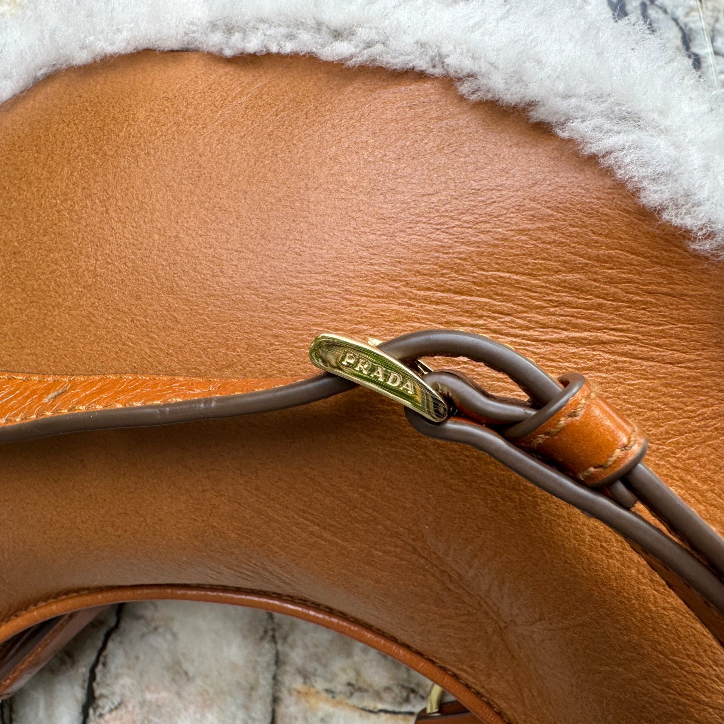 Prada Arqué Small Shearling Shoulder Bag