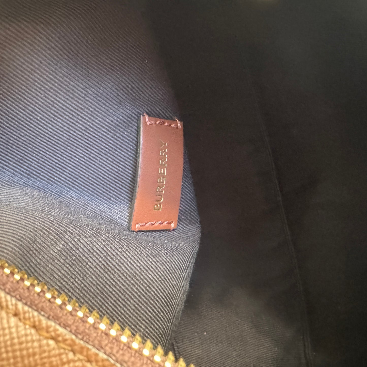 Burberry Dark Birch Brown Check and Leather Medium Bowling Bag