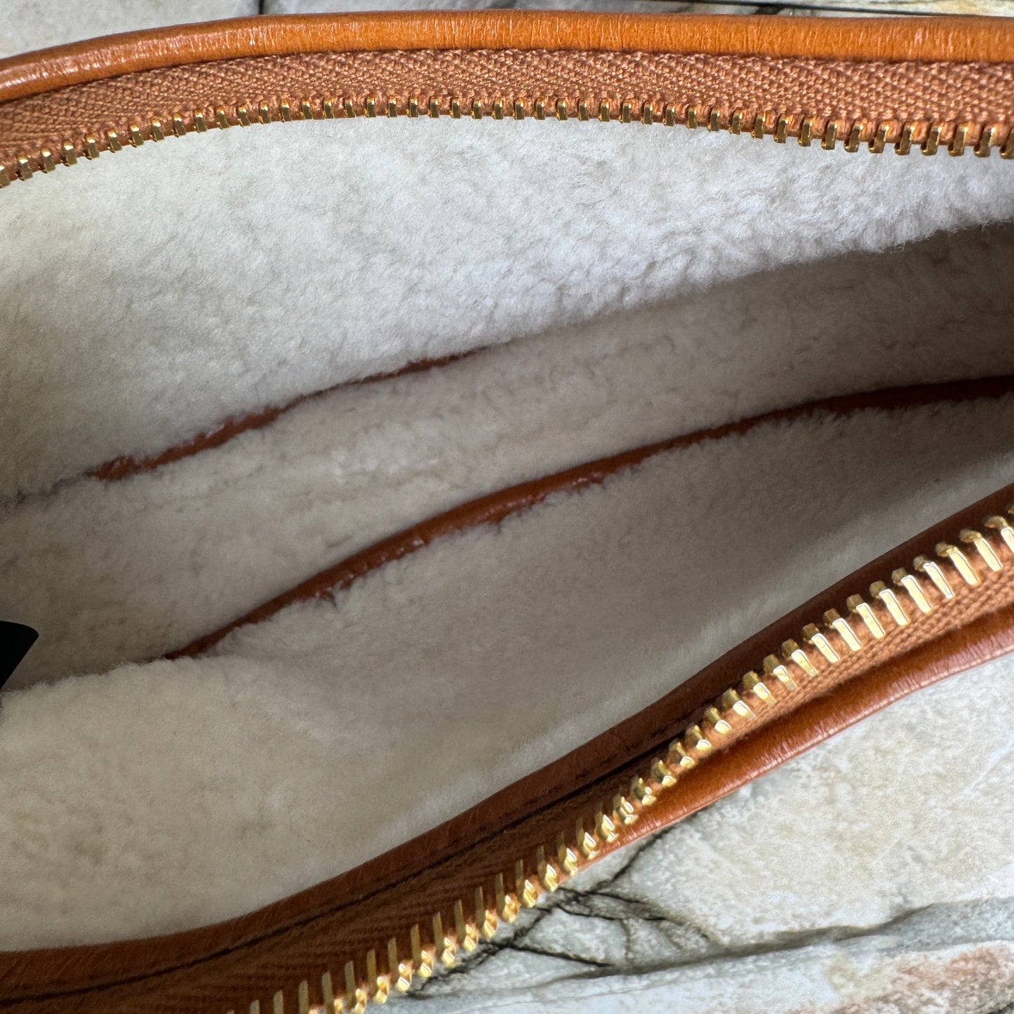 Prada Arqué Small Shearling Shoulder Bag
