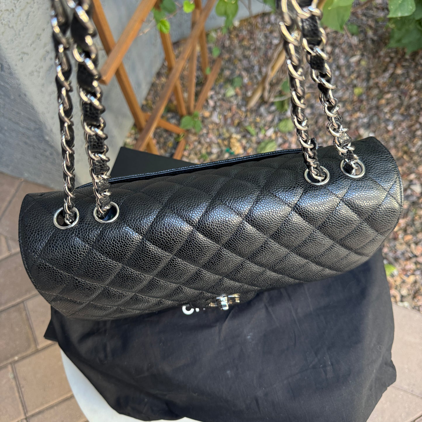 Chanel Caviar Leather Jumbo Single Flap Shoulder Bag