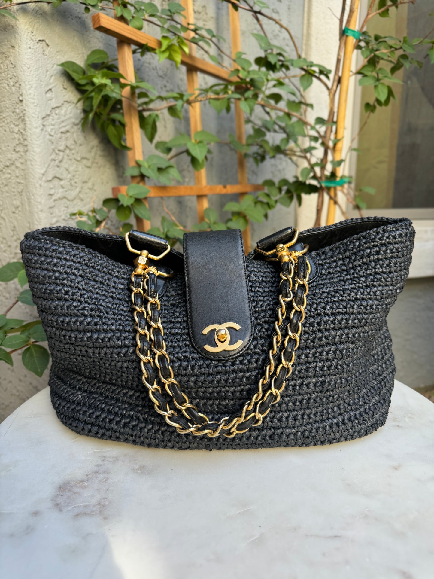 Chanel Raffia Chain Tote