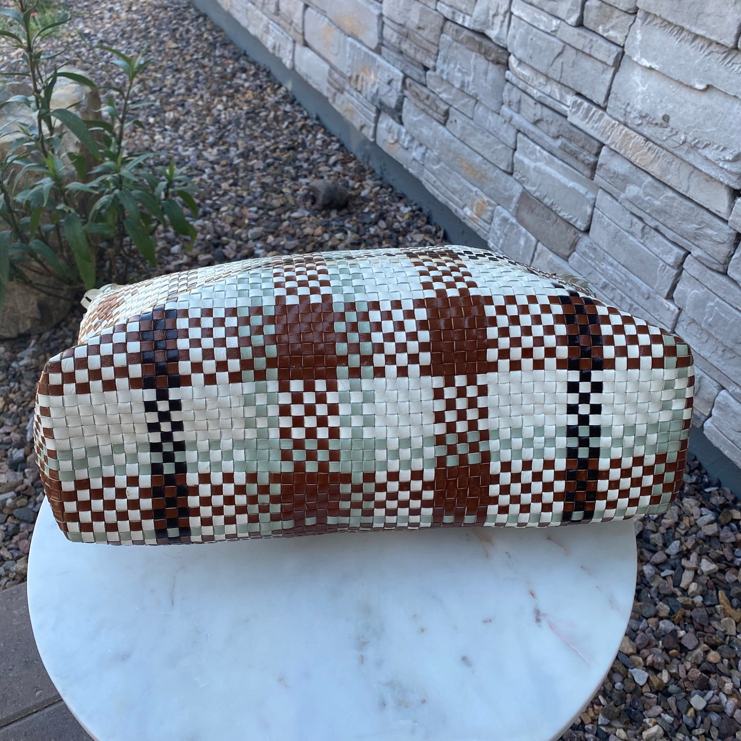 Salvatore Ferragamo Gancini Intrecciato Woven Leather Tote