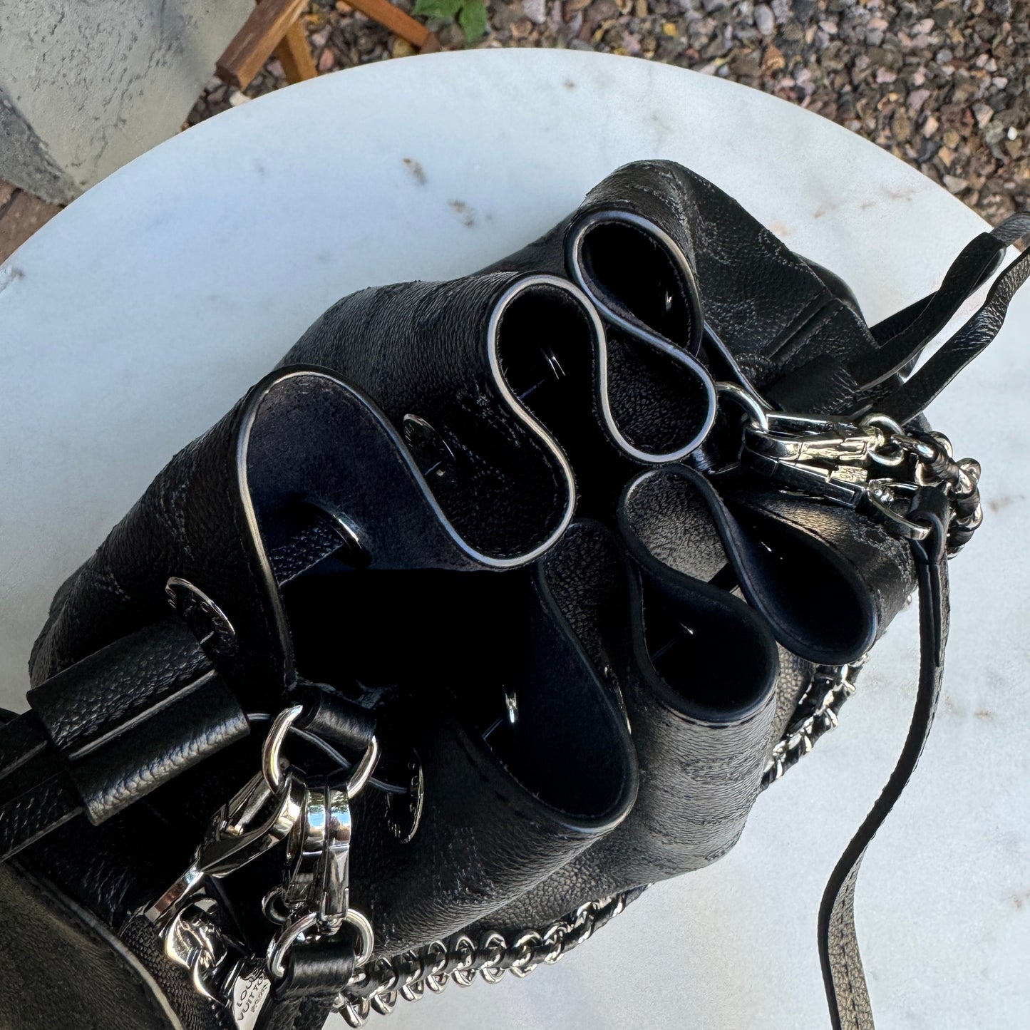 Louis Vuitton Bella Perforated Mahina Monogram Calf Leather Bucket Bag