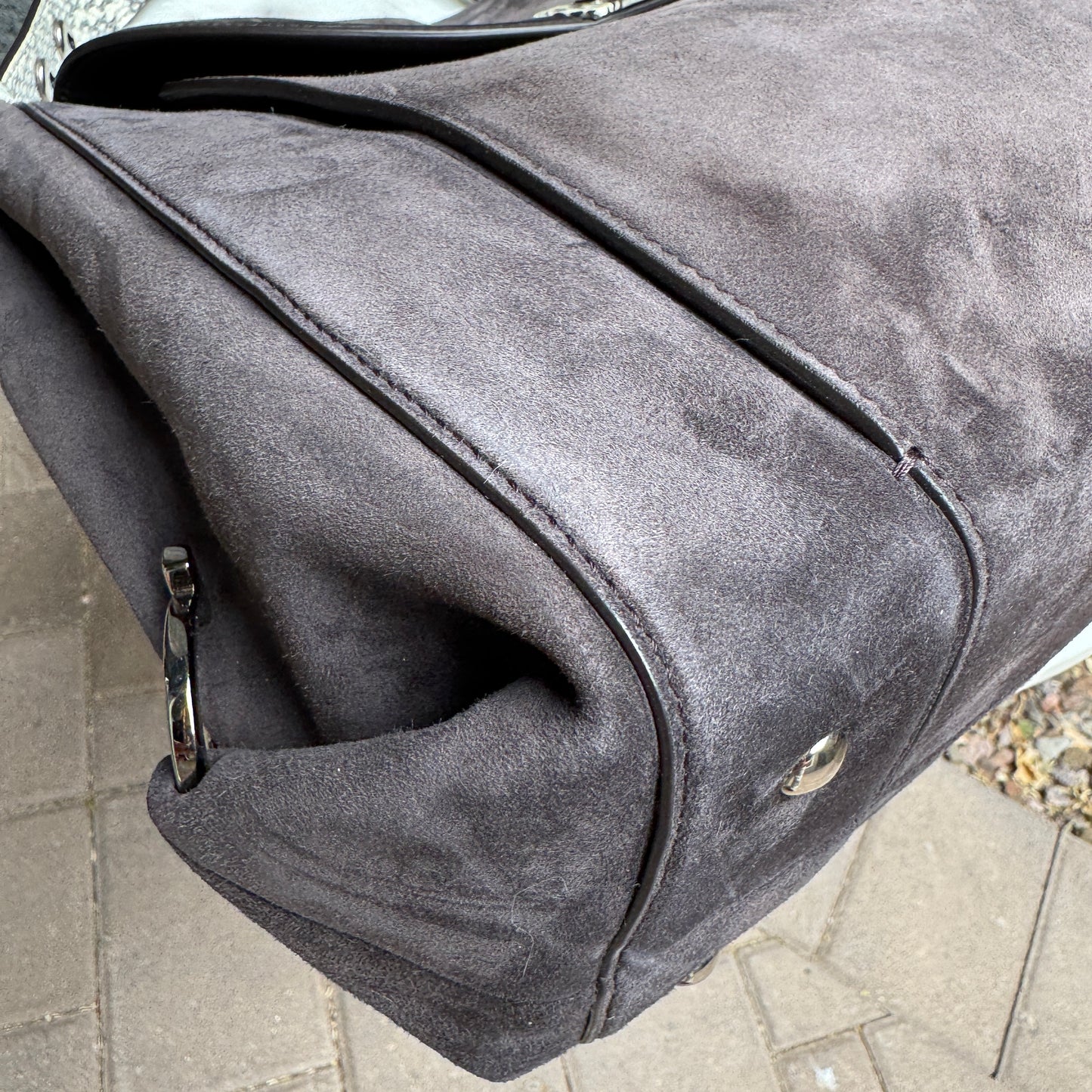 Ferragamo Suede and Python Shoulder Bag