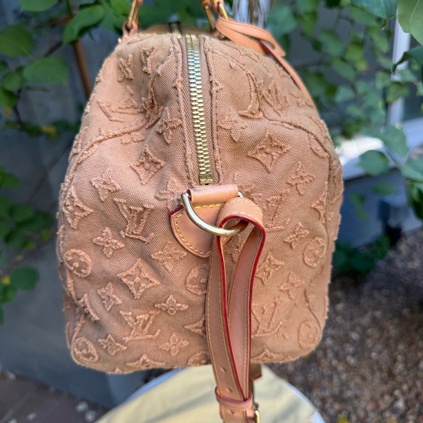 Louis Vuitton Monogram Stone Denim Speedy Bandouliere 35