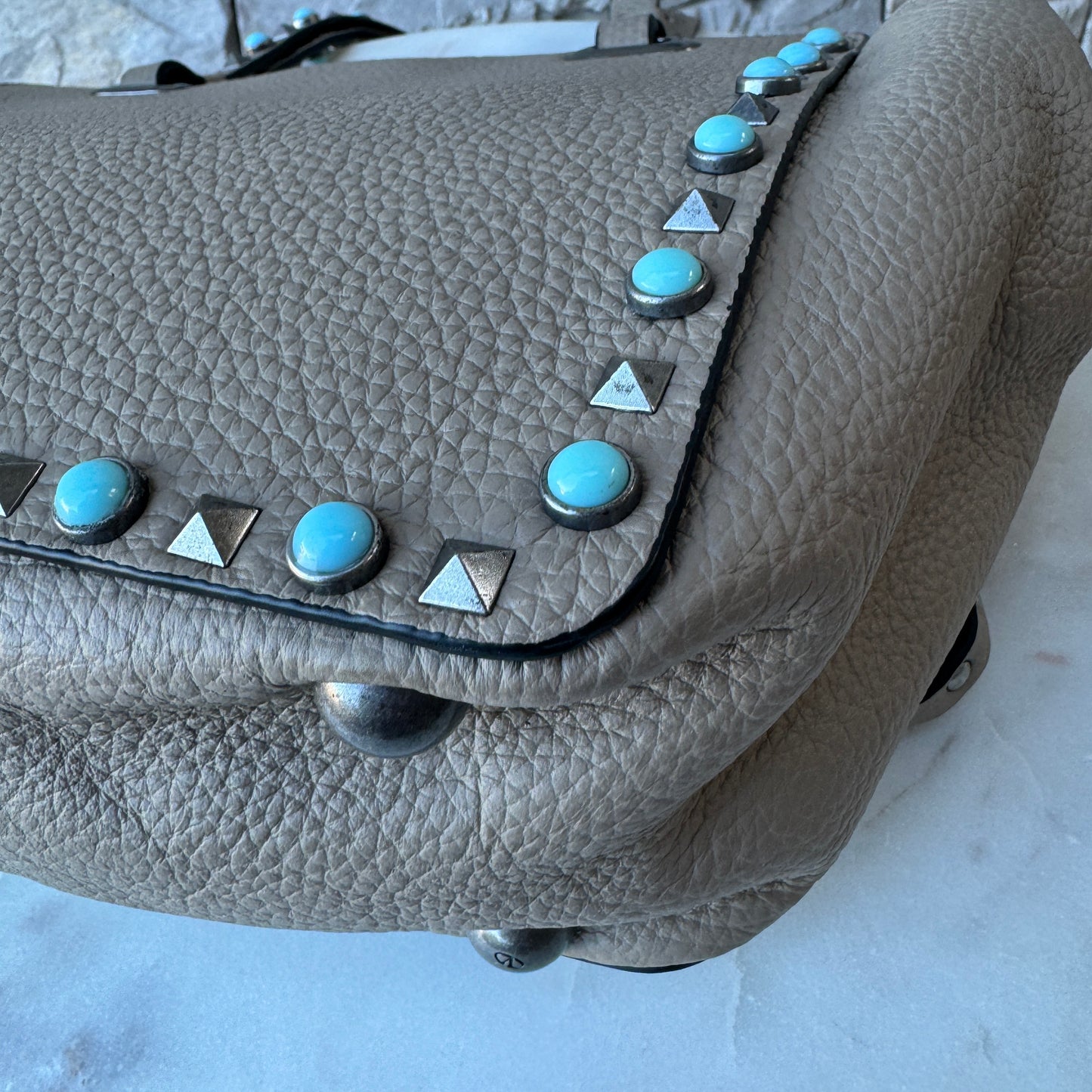 Valentino Garavani Rolling Turquoise Rockstud Tote