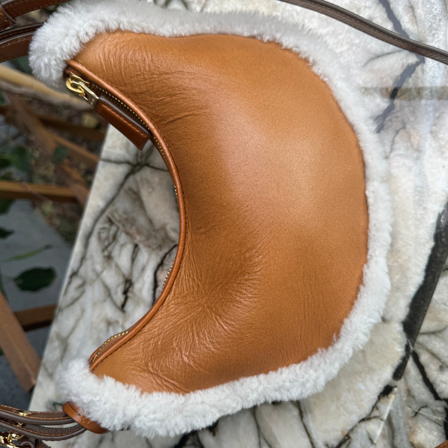 Prada Arqué Small Shearling Shoulder Bag