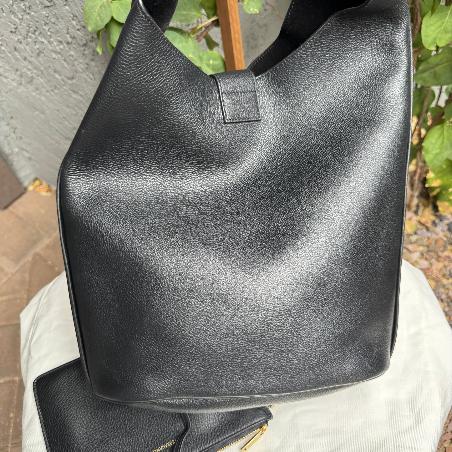 Ferragamo Archive Gancio Leather Hobo