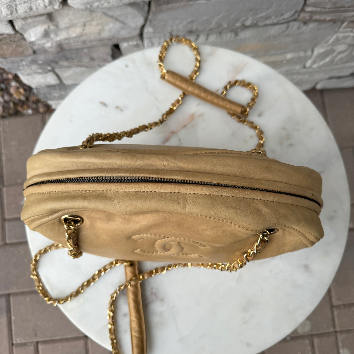 Chanel Vintage CC Chain Leather Shoulder Bag