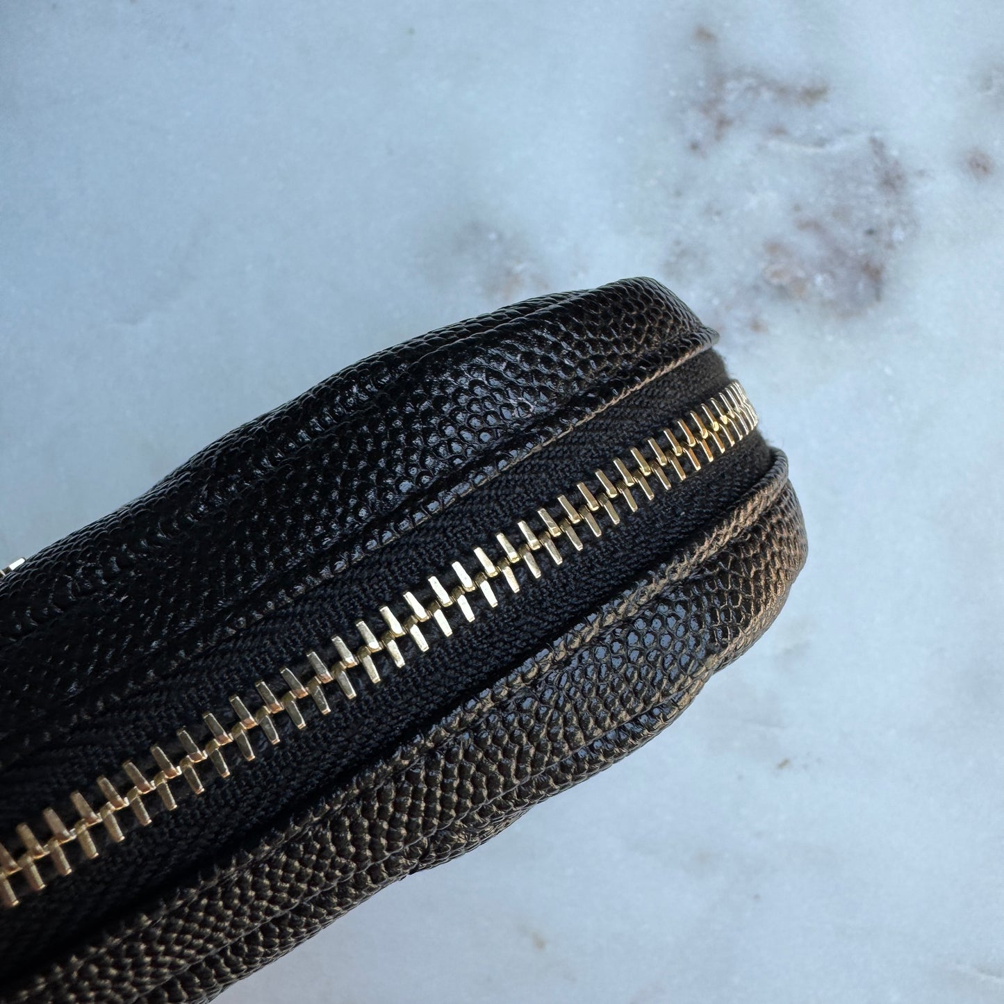 Chanel Small Curvy Quilted Caviar Cosmetic Pouch