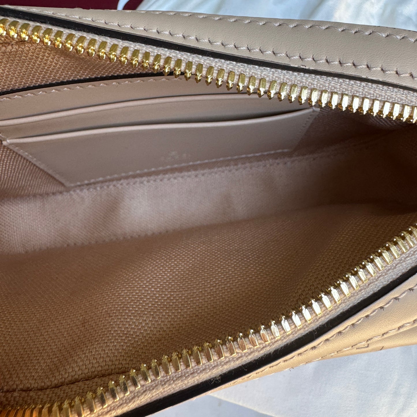 Gucci Calfskin GG Super Mini Debossed Chain Wallet Crossbody