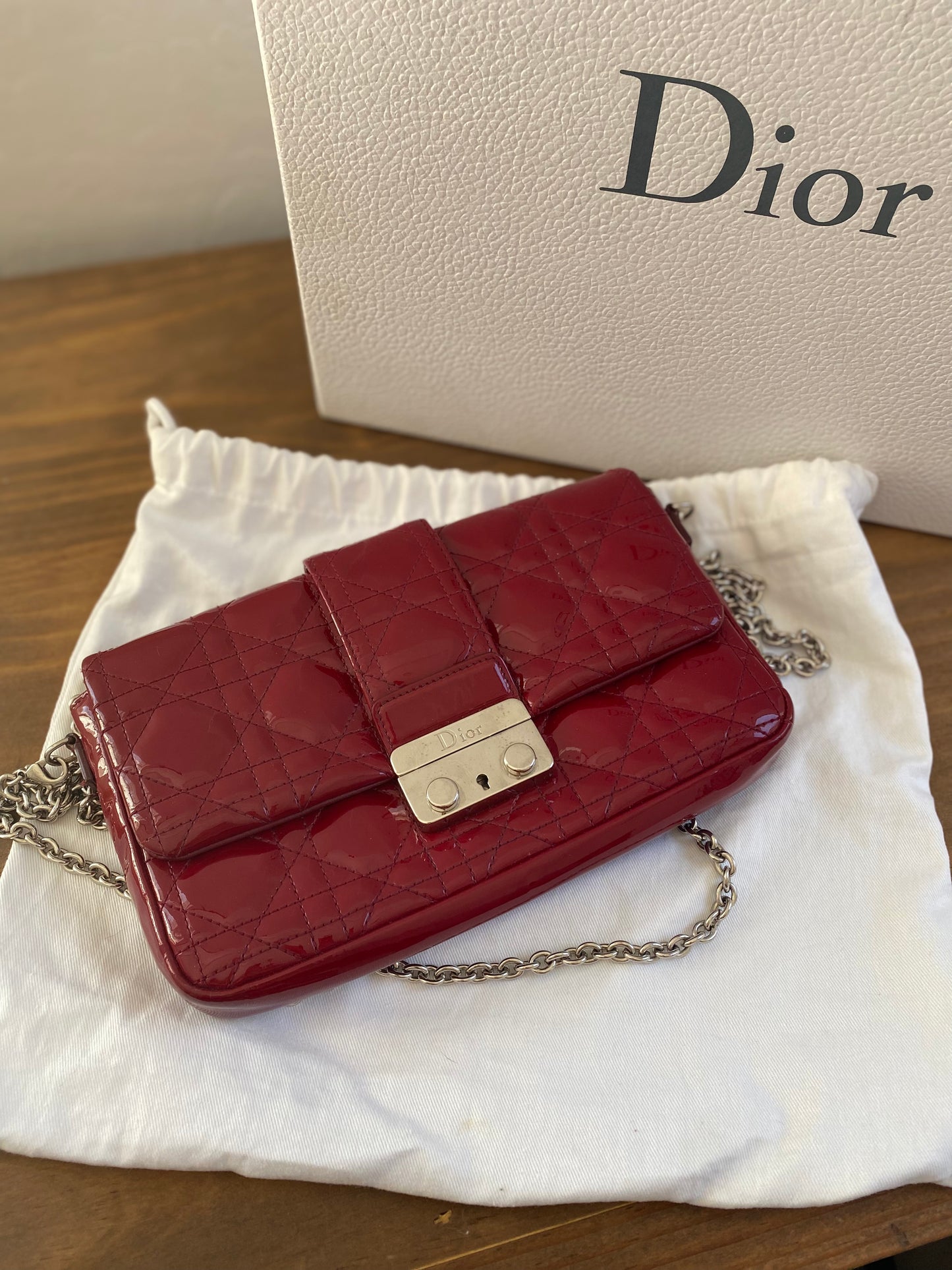 Dior Patent Leather Cannage Miss Dior Wallet on Chain Crossbody