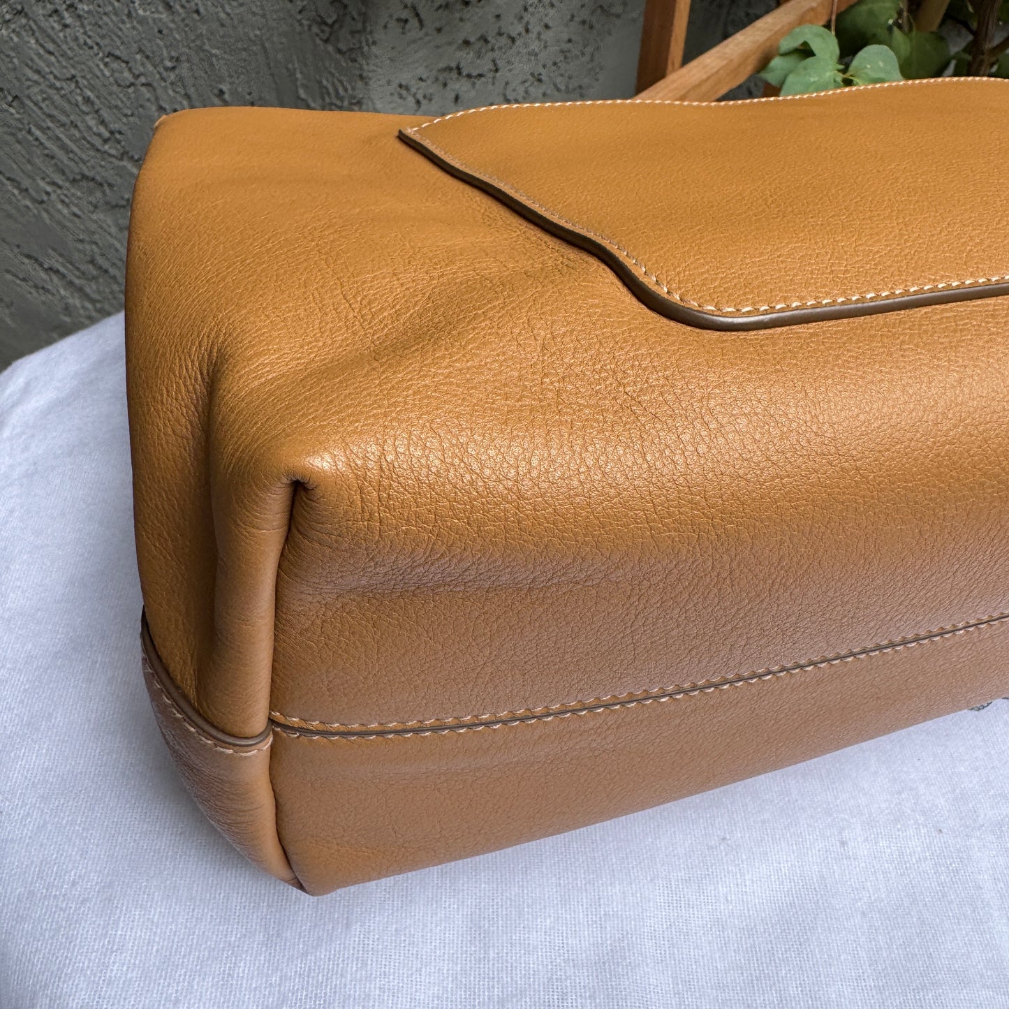 Prada Doux Extra Large Caramel Leather Shoulder Bag