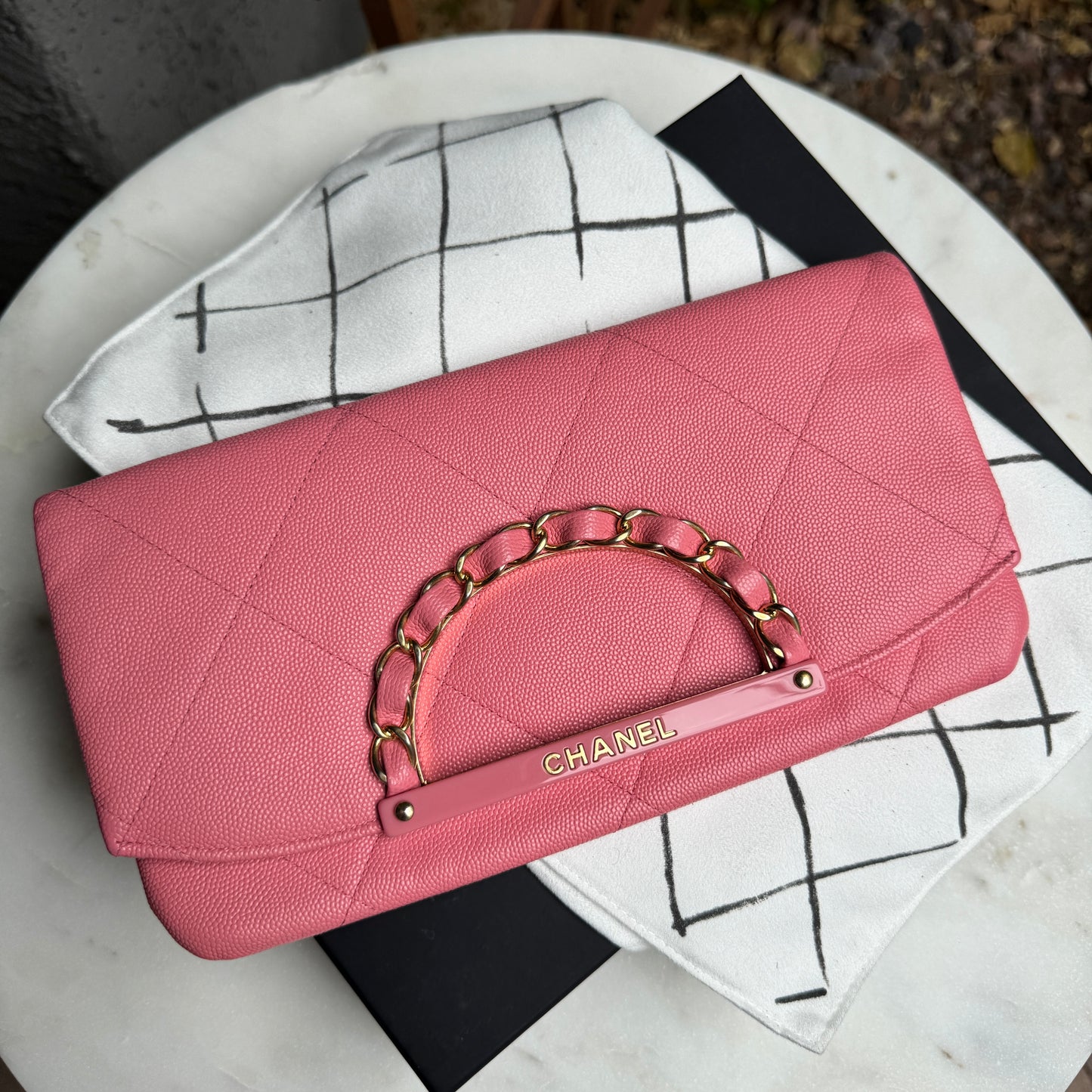 Chanel A Real Catch Caviar Leather Clutch