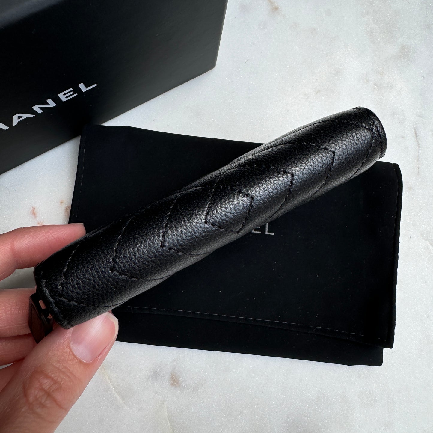 Chanel Caviar Diamond Quilted Leather Compact Zippy Wallet