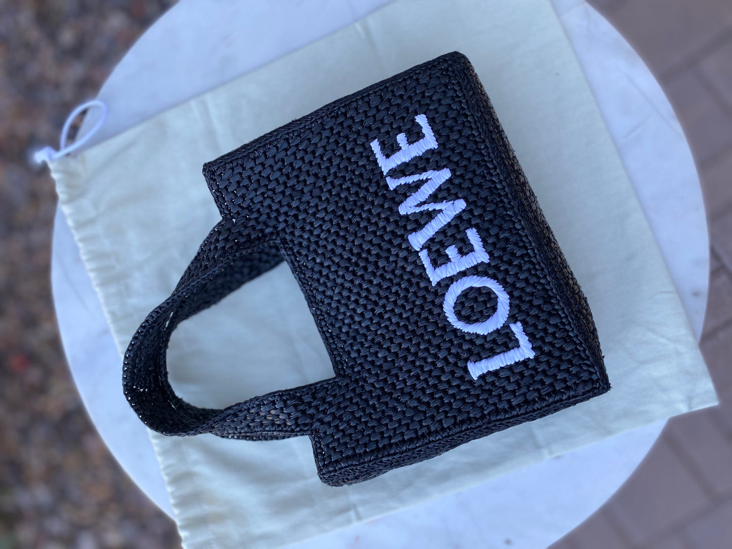 Loewe Mini Raffia Font Tote Crossbody