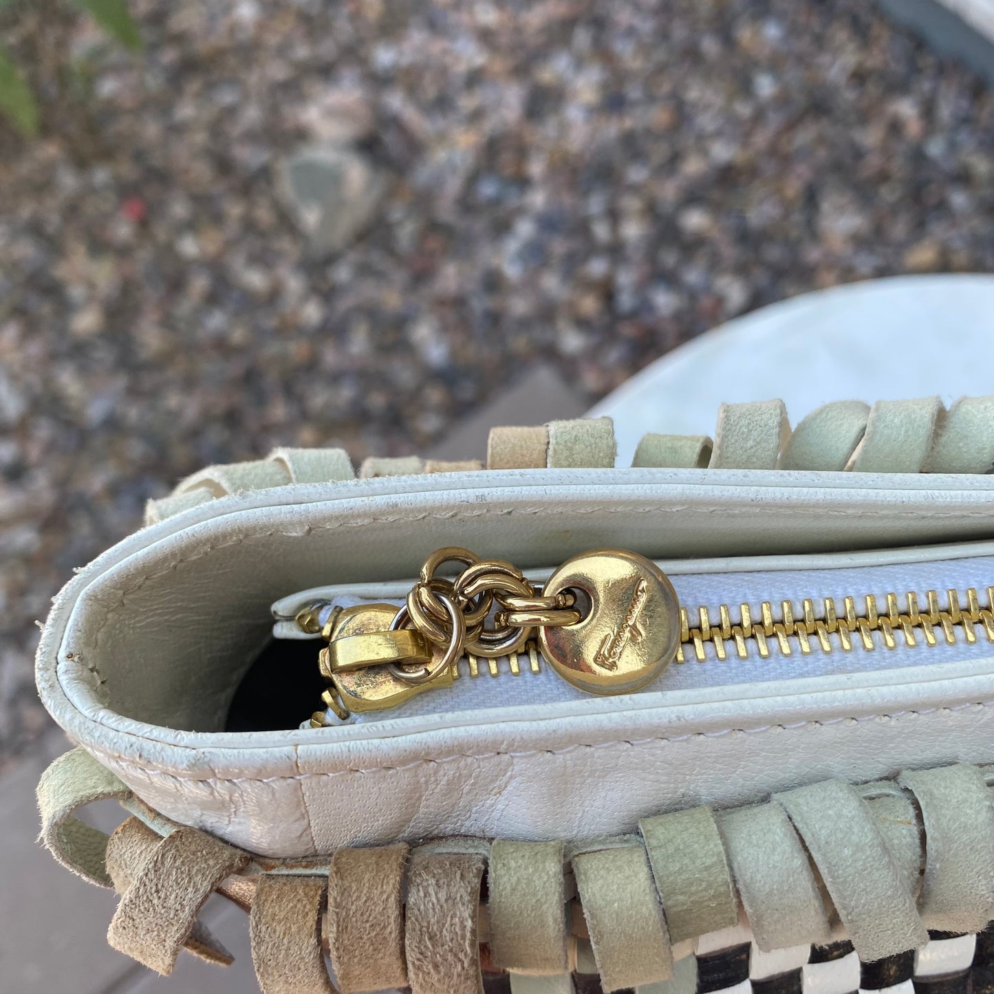Salvatore Ferragamo Gancini Intrecciato Woven Leather Tote