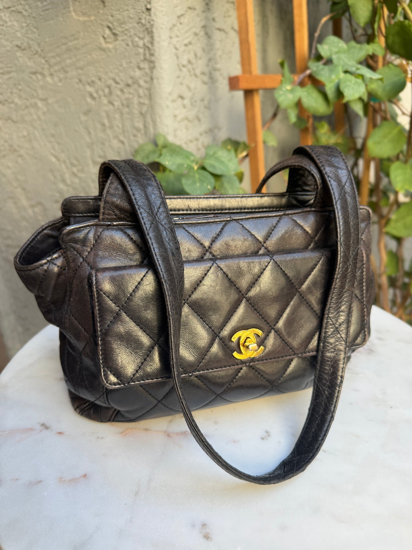 Chanel Quilted Lambskin Leather Vintage CC Flap Shoulder Bag