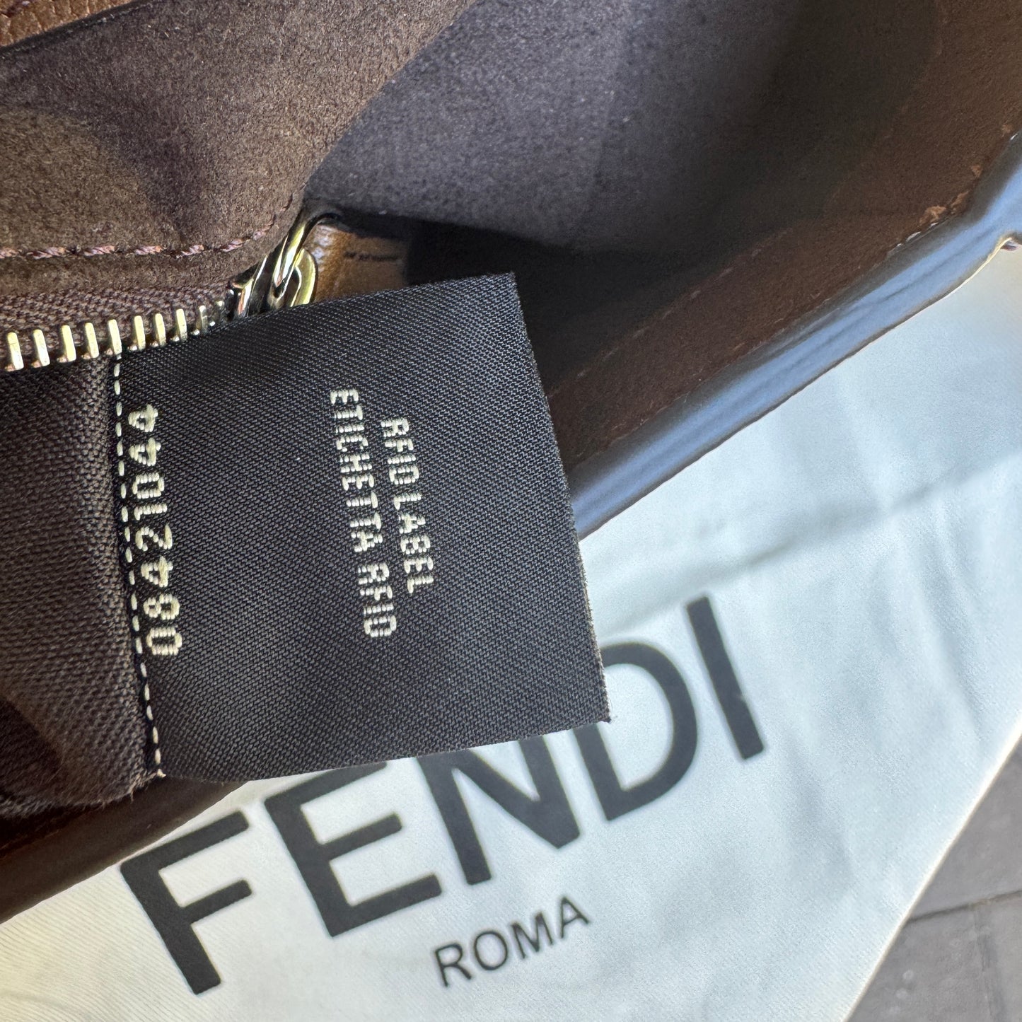 Fendi Leather Baguette Zipper Crossbody