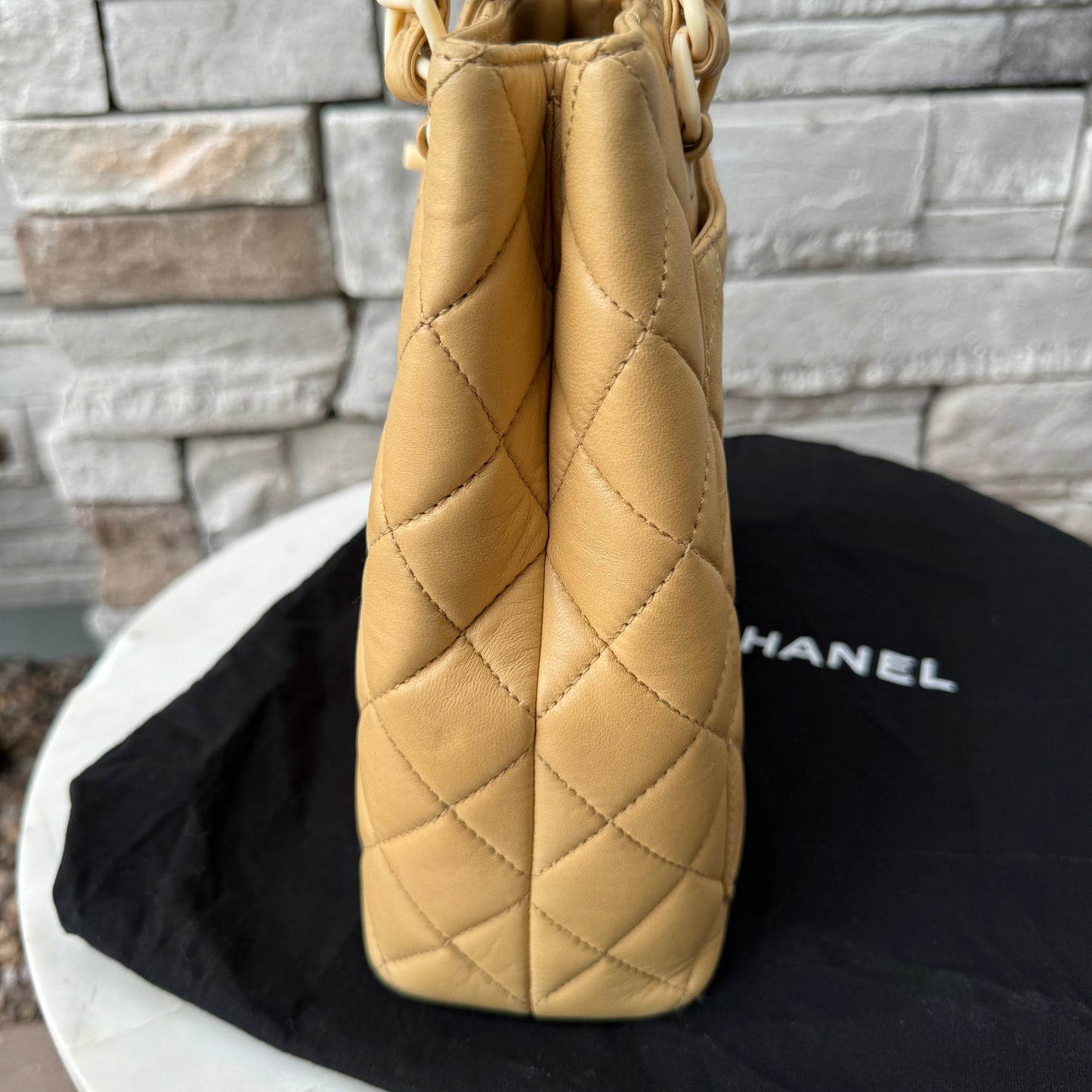 Chanel Vintage Quilted Lambskin and Resin Chain Shoulder Bag