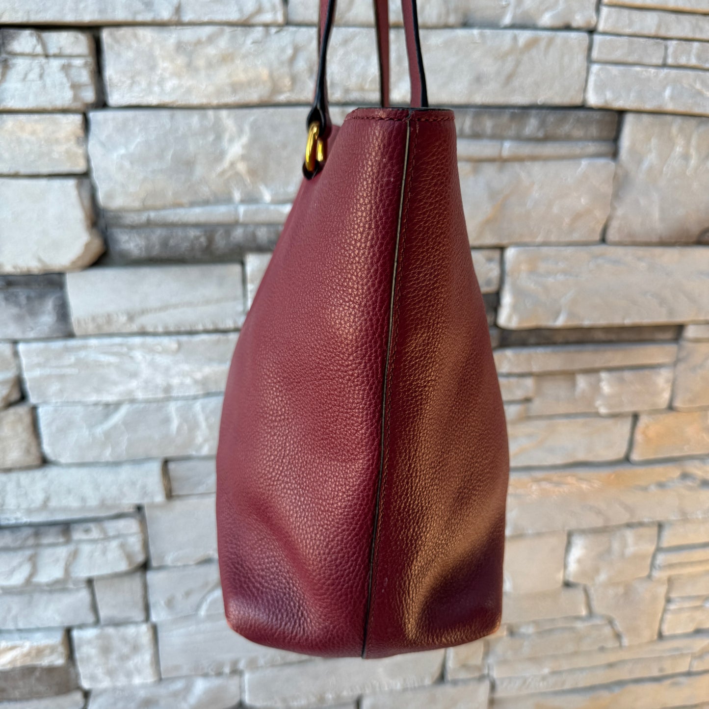 Prada Embossed Logo Leather Shoulder Bag