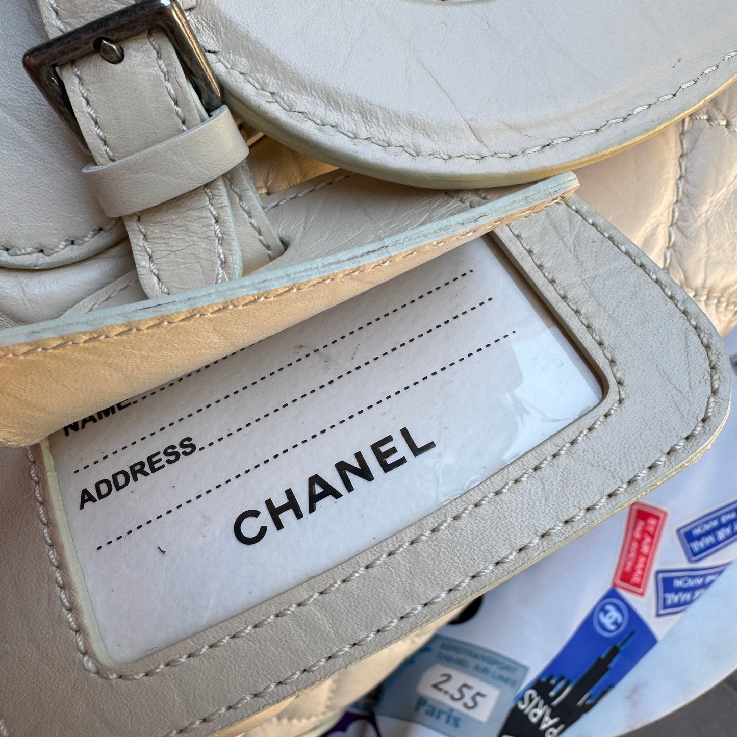 Chanel Bone Quilted Leather Travel Carry-On Duffle Bag