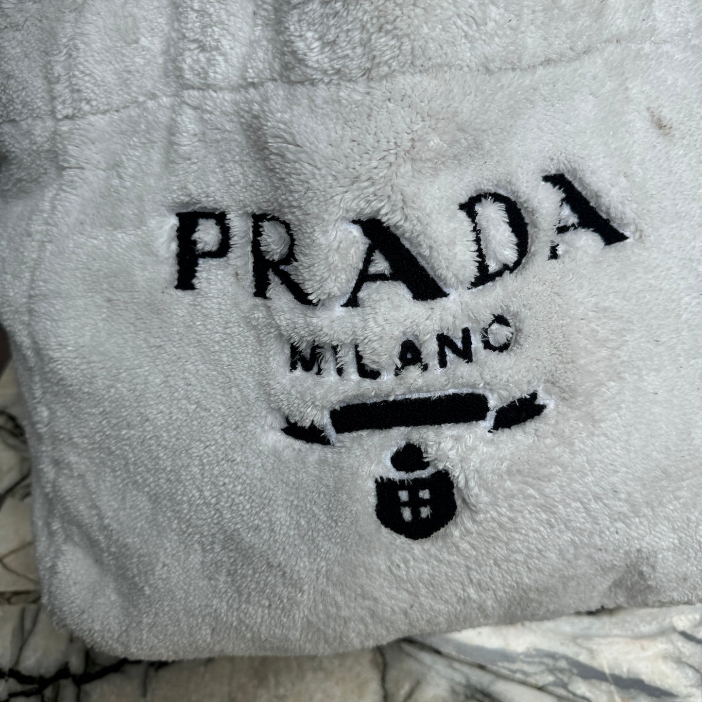 Prada Logo Terry Cloth Tote