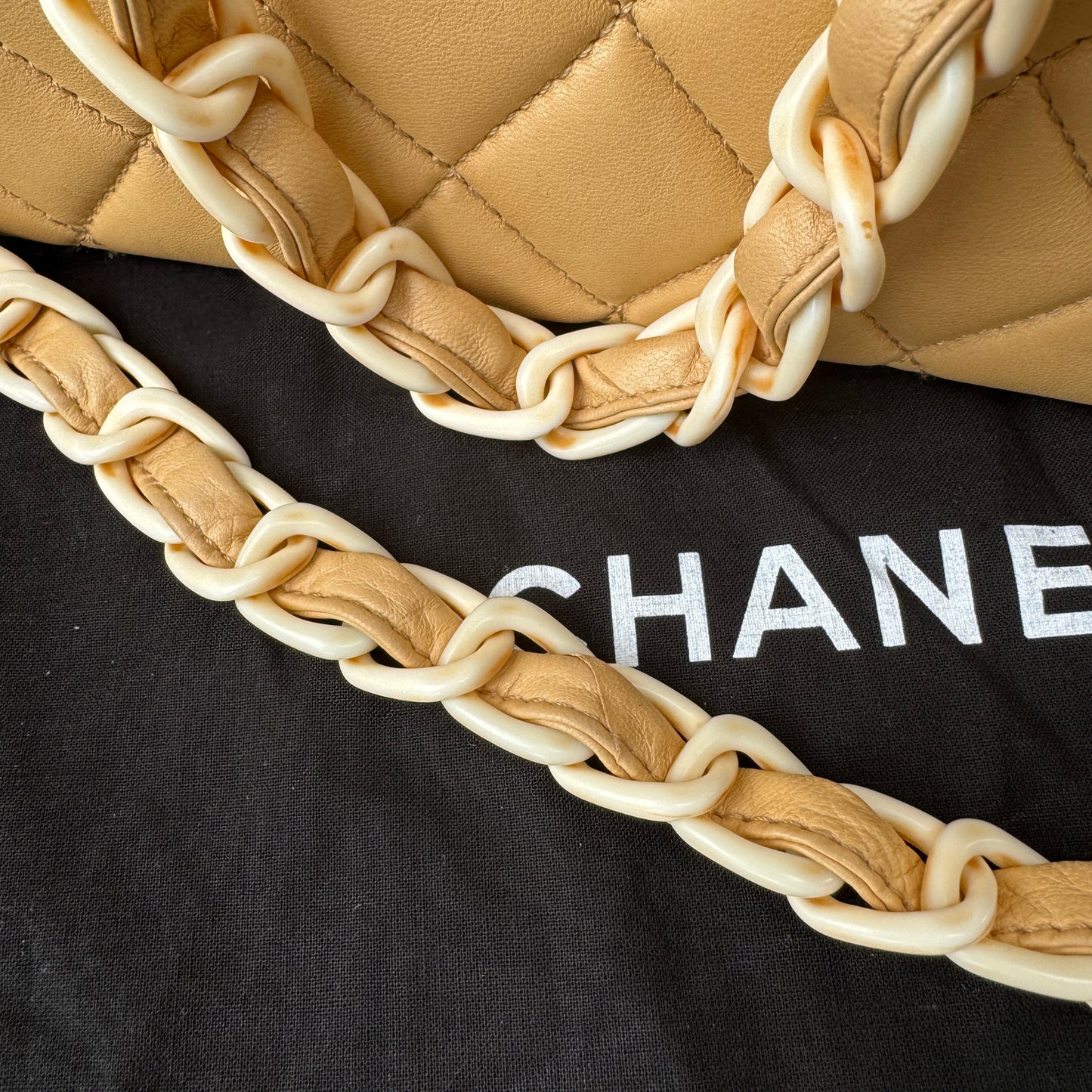 Chanel Vintage Quilted Lambskin and Resin Chain Shoulder Bag