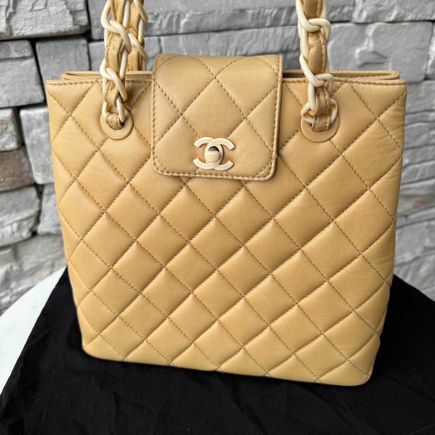 Chanel Vintage Quilted Lambskin and Resin Chain Shoulder Bag