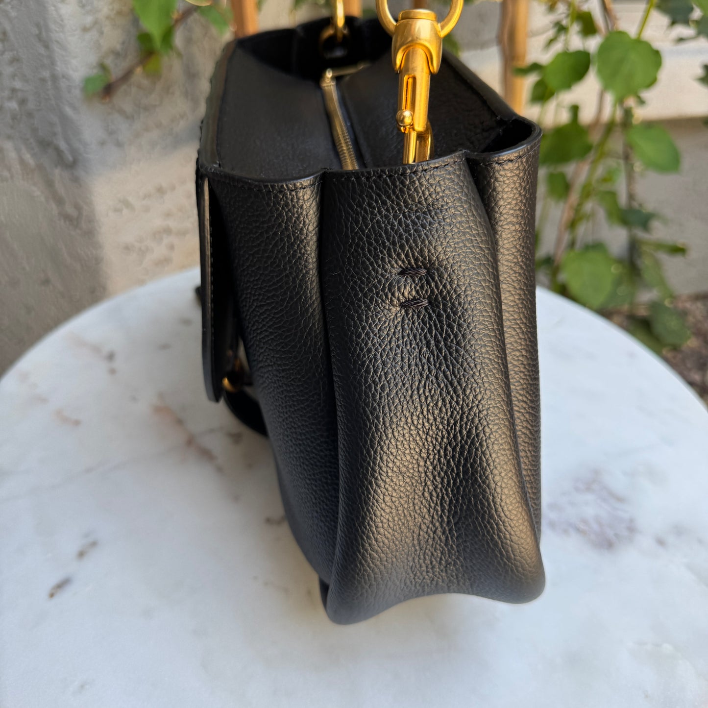 Chloé Shiny Grained Calfskin Marcie Clutch Shoulder Bag