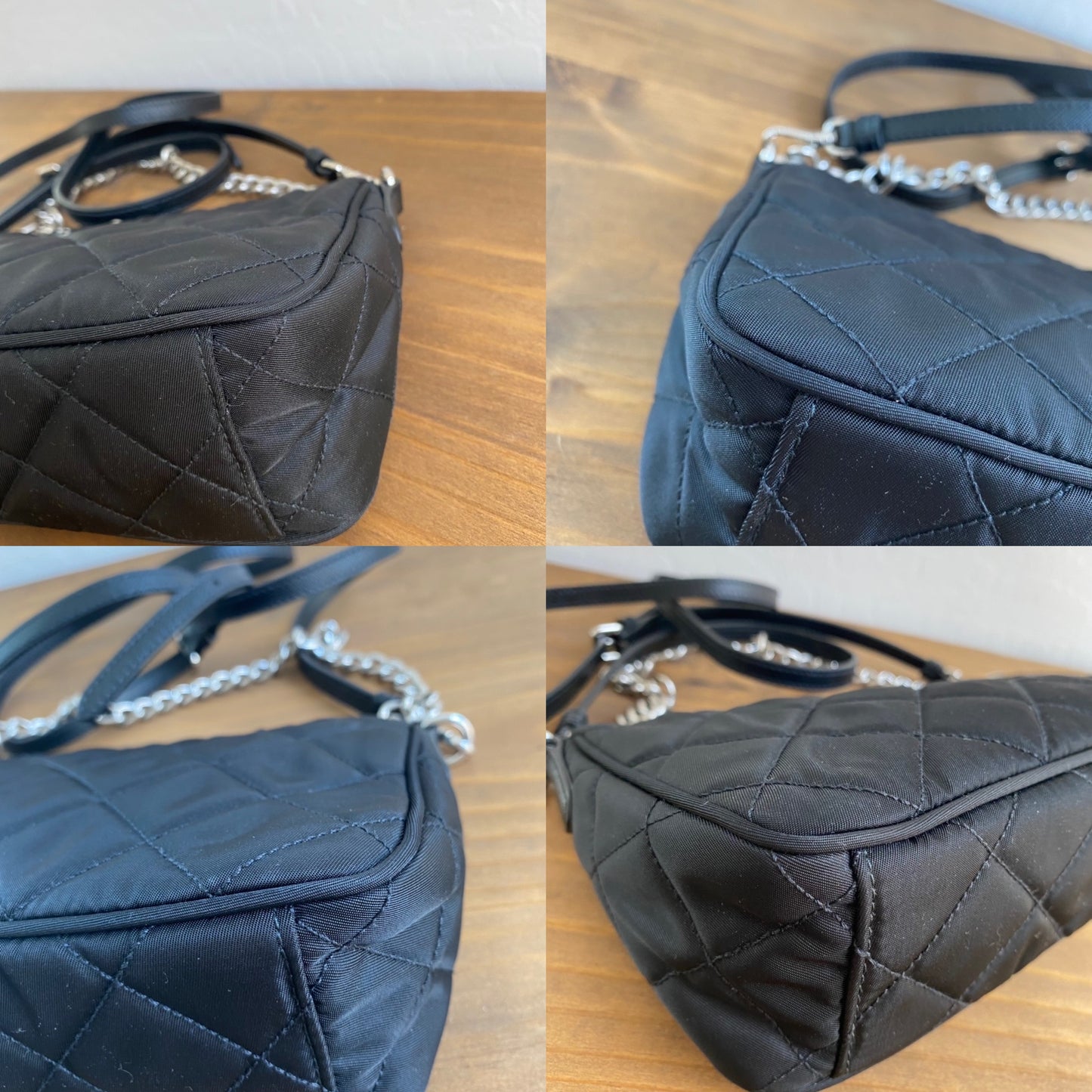 Prada Nylon Quilted Convertible Pochette Chain Crossbody