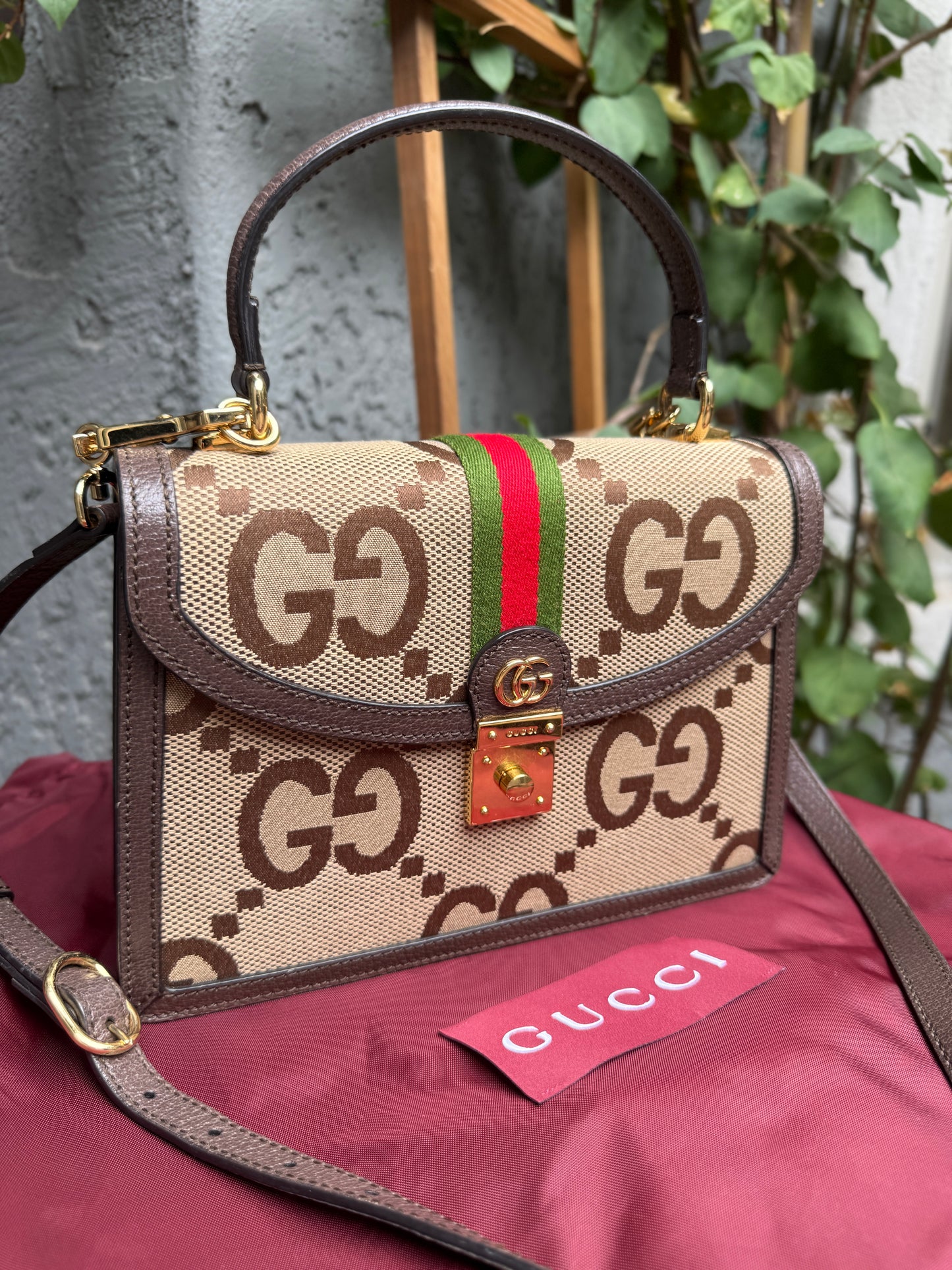 Gucci Ophidia Jumbo Monogram Top Handle Crossbody