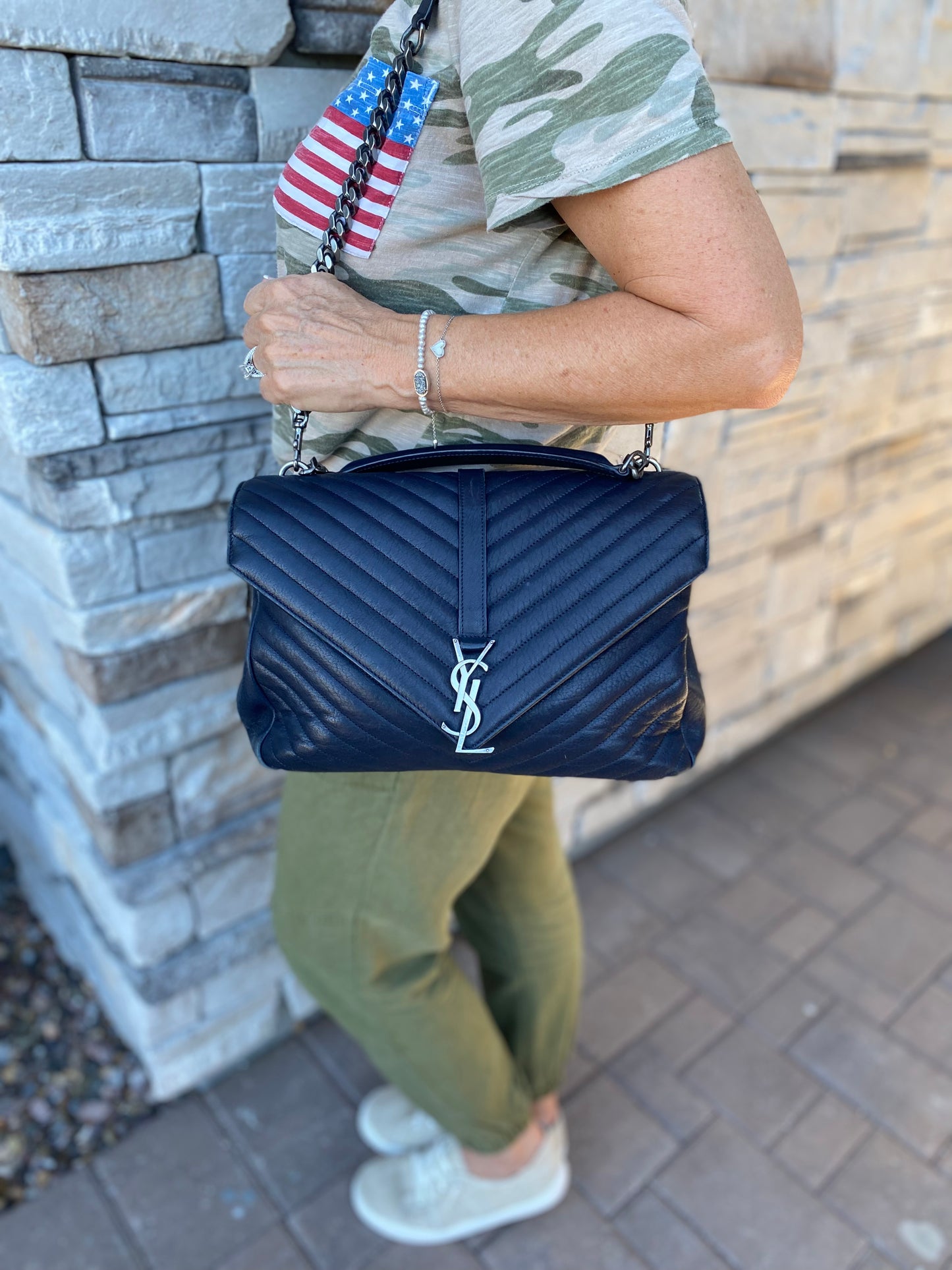Saint Laurent Large Monogram Matelasse College Bag