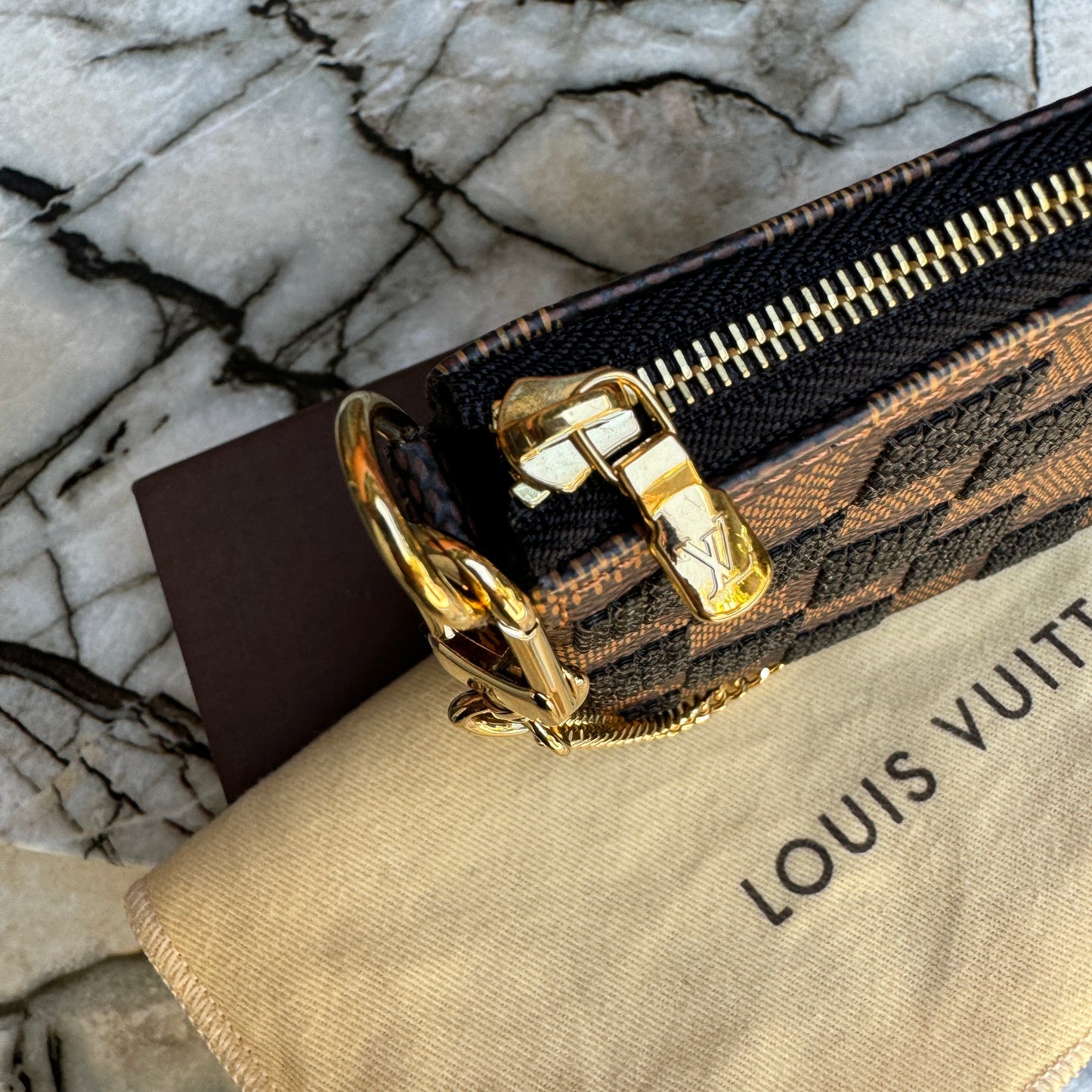 Louis Vuitton Damier Ebene Paillettes Mini Pochette Accessoires