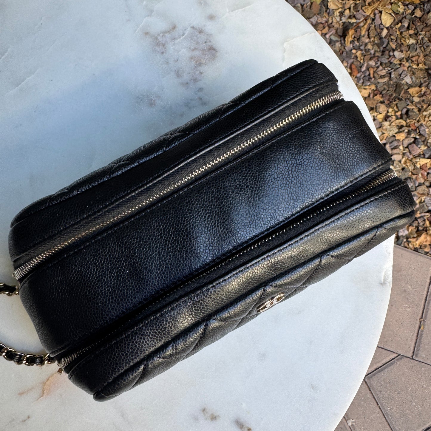 Chanel Double Zip Caviar Leather Cosmetic Bag