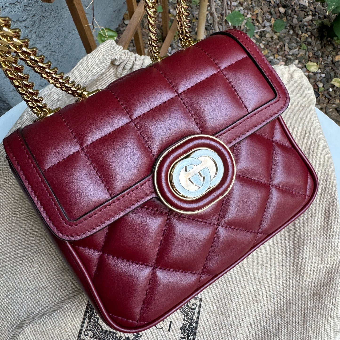 Gucci Deco Mini Flap Leather Crossbody