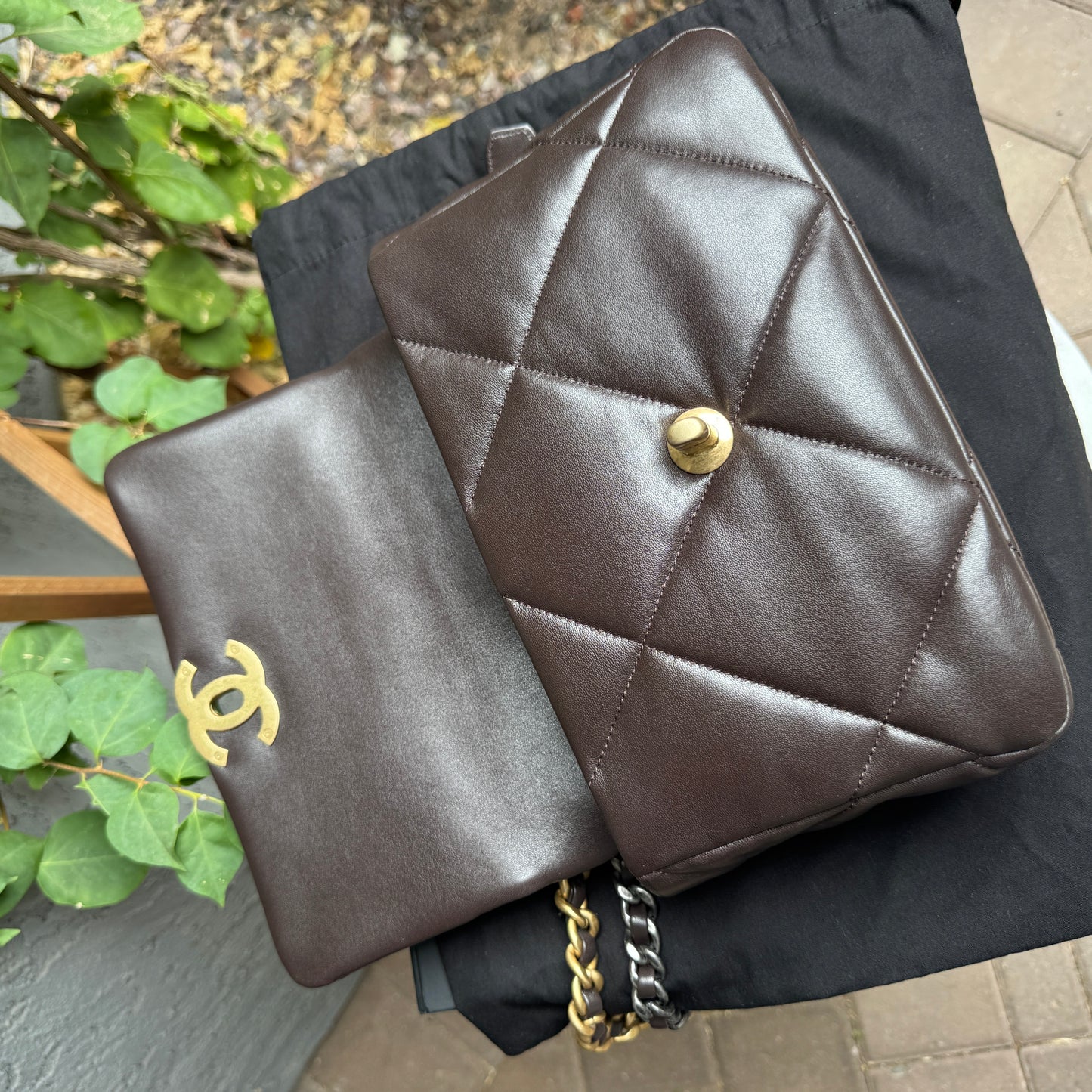 Chanel Medium 19 Shiny Lambskin Quilted Flap Crossbody